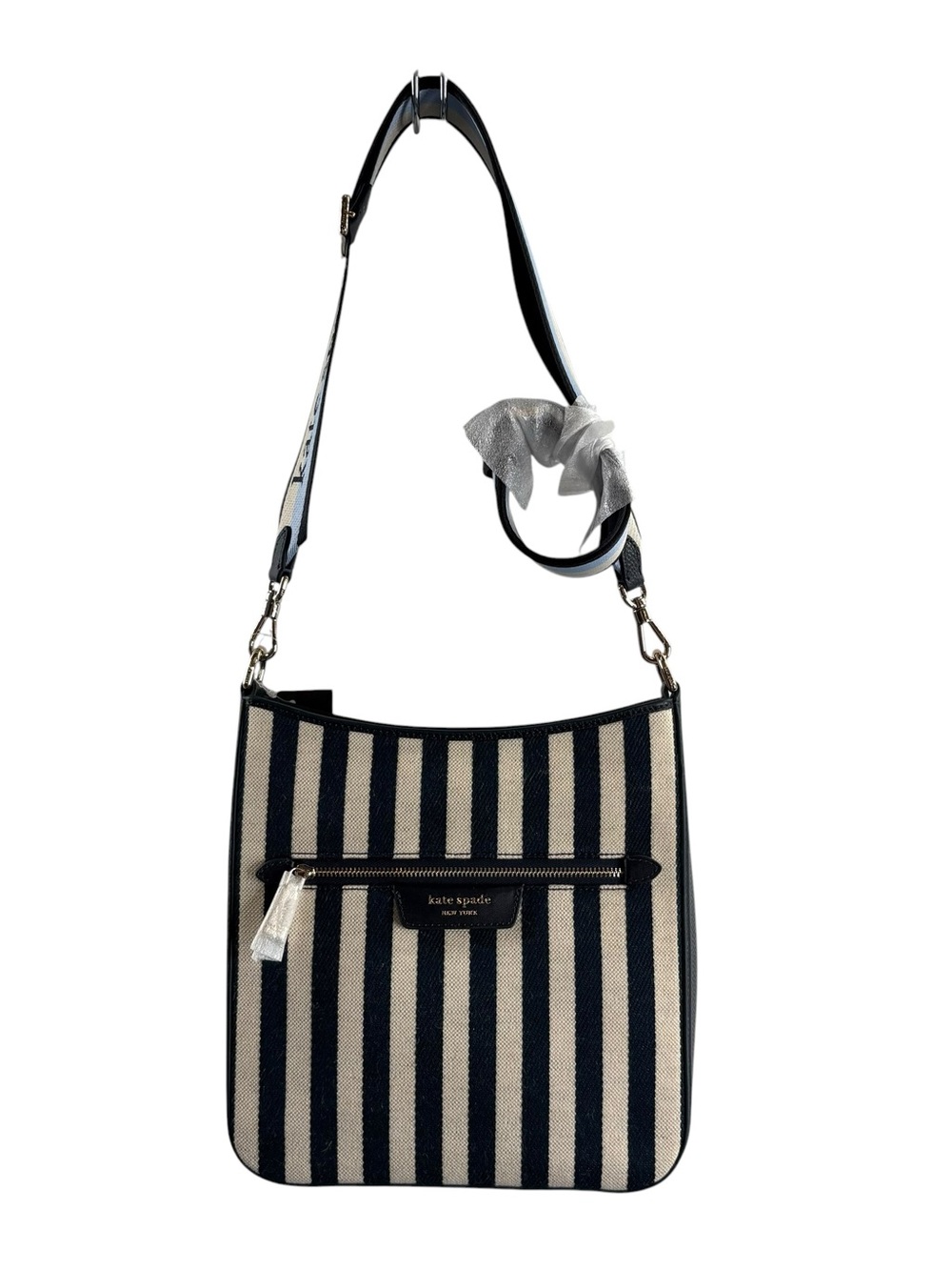 kate spade Navy & Cream Hudson Parisian Vertical Stripe Crossbody Bag NWT $348